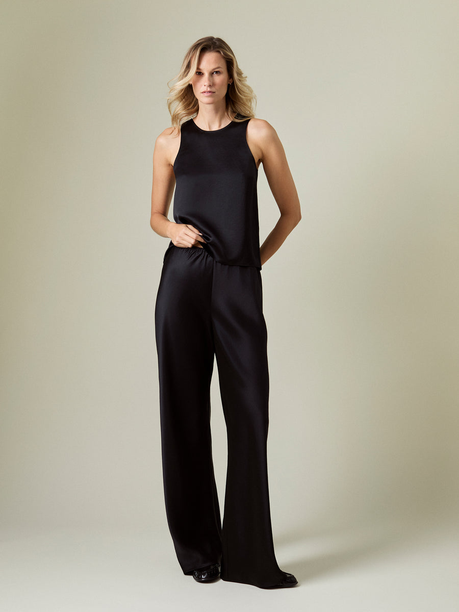 BADESSE SATIN BIAS TROUSER in Black