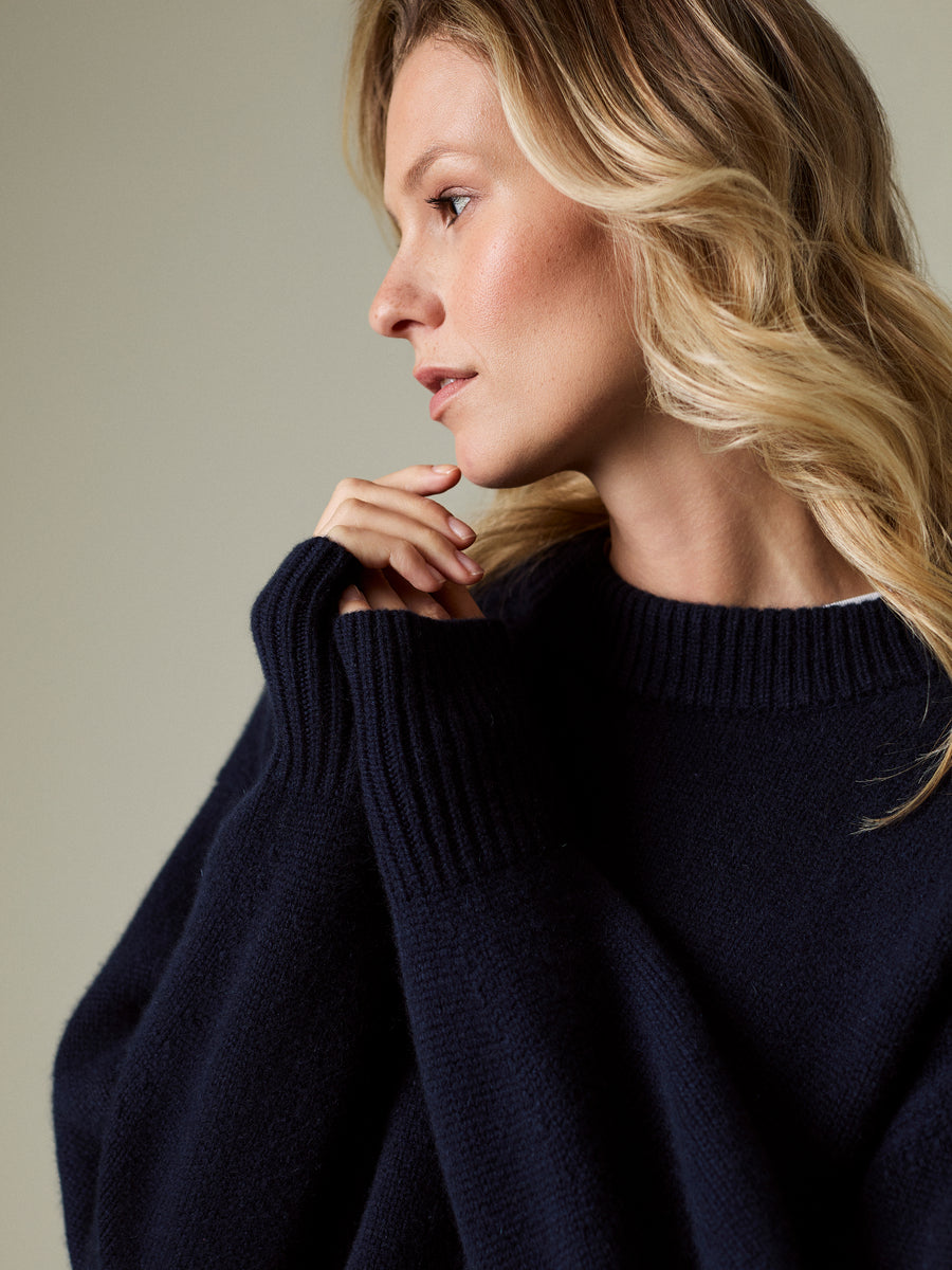 LENI CASHMERE CREW-NECK JUMPER in Dark Navy